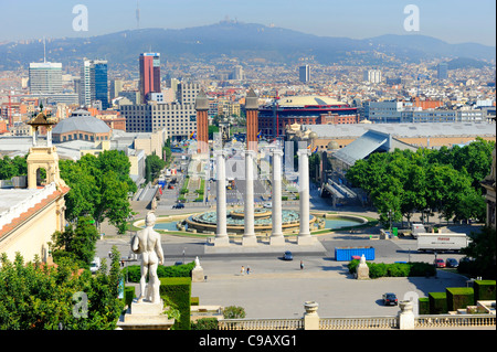 Panoramablick über Barcelona Spanien aus Montjuïc Hügel Europa Katalonien Stockfoto