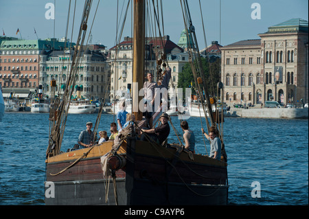 Hölzerne Segelschiff Stockholm Hafen Stockfoto