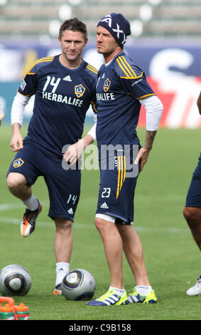 ROBBIE KEANE & DAVID BECKHAM LA GALAXY TRAINING. MLS CUP 20111 CARSON LOS ANGELES Kalifornien USA 19. November 2011 Stockfoto