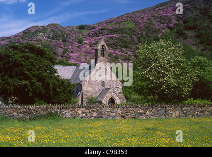 Str. Marys Kirche Beddgelert im Frühling Snowdonia National Park Gwynedd North Wales UK Stockfoto