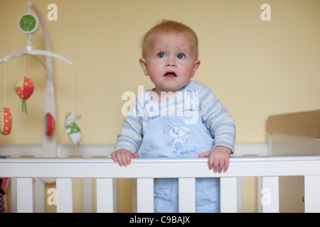 11 Monate jungen im Kinderbett. Foto: Jeff Gilbert Stockfoto