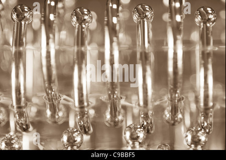 Metall Dusche Vorhangringe Nahaufnahme abstrakt Stockfoto