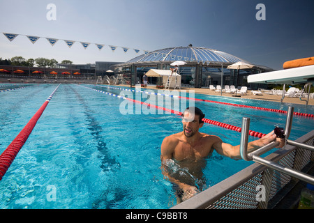 Der amerikanische Schwimmer Michael Phelps, eine Vichy-Trainingseinheit mit den Olympischen Spielen 2012 im Auge (Bellerive-Sur-Allier - Frankreich). Stockfoto