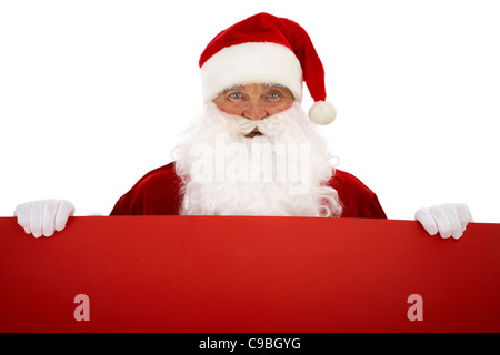 Foto von happy Santa Claus mit roten billboard Stockfoto