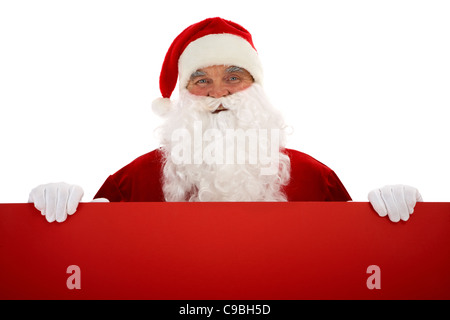 Foto von happy Santa Claus mit roten billboard Stockfoto