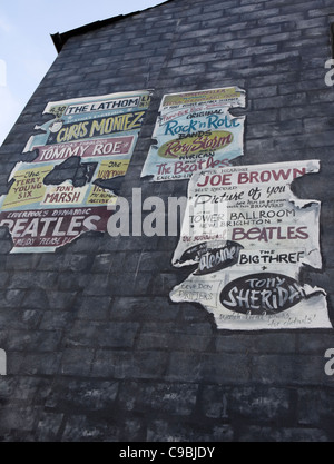 Die Liverpool Wandbild gewinnen  am Fluss Group Wall Gemälde von the Beatles Poster, Seaforth, Merseyside, Großbritannien Stockfoto