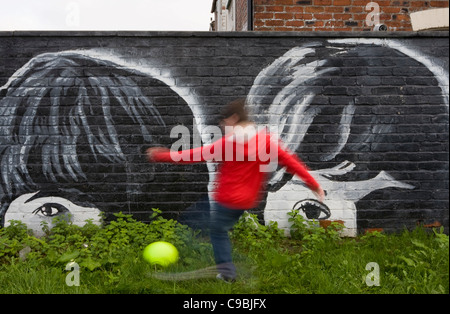 Die Liverpool Wandbild gewinnen  am Fluss Group Wall Gemälde von den Beatles, Seaforth, Merseyside, UK Stockfoto