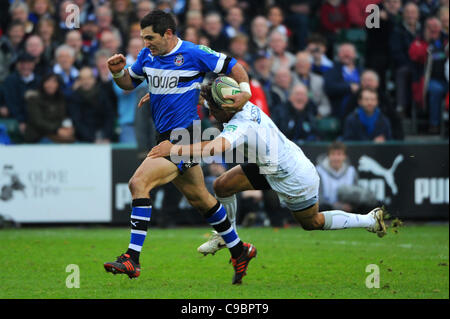 Alle schwarzen World Cup gewann Rugby-union-Spieler Stephen Donald gibt sein Debüt für Bad gegen Montpellier in den Heineken Cup. Stockfoto