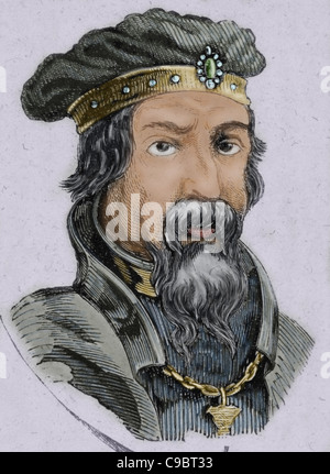 Pelagius (ca. 685-737). Westgotischer Adliger Königreich von Asturias, Urteil es von 718 bis zu seinem Tod gegründet. Gravur. Stockfoto