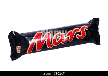 Einen Mars-Riegel Schokoriegel auf weißem Hintergrund Stockfoto