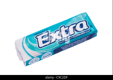 Eine Packung Wrigleys Extra Sugarfree kühle Brise Kaugummi auf weißem Hintergrund Stockfoto