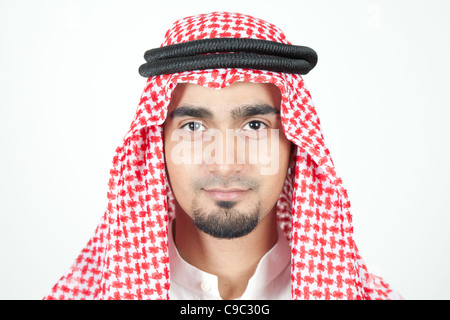 Nahaufnahme eines jungen arabischen Scheichs Muslim Stockfoto