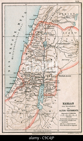Karte von Israel und Palästina. Die Bibel. Das alte Testament. Deutschland, ca. 1895 Stockfoto