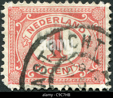 Niederlande - ca. 1899: Eine Briefmarke gedruckt in den Niederlanden zeigt den Wert einer Briefmarke, ca. 1899 Stockfoto