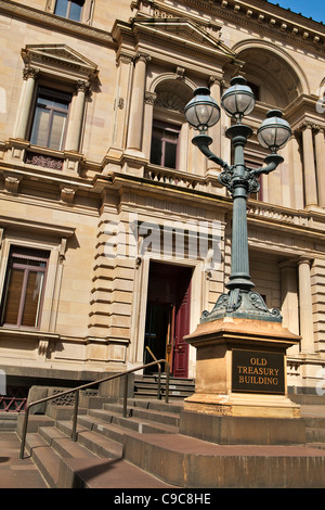 Treasury-Altbau auf Spring street Collins Street in Melbourne Australien. am Rande der Stadt CBD Stockfoto