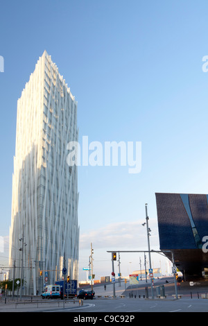 Telefonica Gebäude in Fòrum Gegend, Barcelona, Spanien Stockfoto