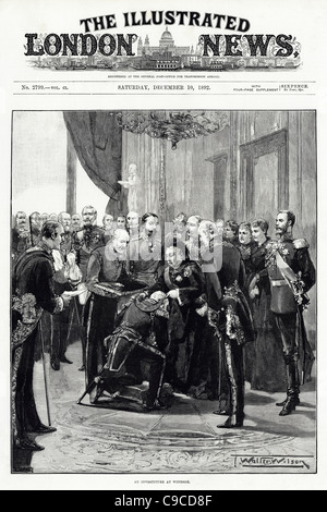 Titelseite der The Illustrated London News 10. Dezember 1892 mit Königin Victoria Durchführung Investitur in Windsor Castle Stockfoto
