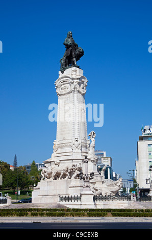 Statue Praça Marques de Pombal Statue Lissabon Portugal Europa Stockfoto