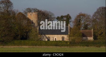 Blick von der Kirche St. Peter und St.Paul Burgh Castle, Norfolk, England, 900-1000 n. Chr. Stockfoto