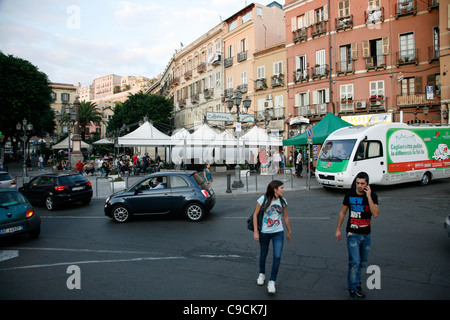 Piazza Yenne, Cagliari, Sardinien, Italien. Stockfoto