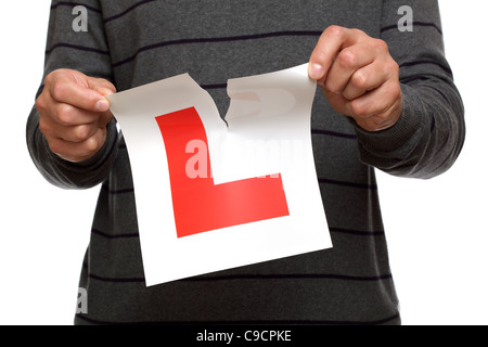 Zerreißt L Platte nach Ableben Fahrprüfung Stockfoto