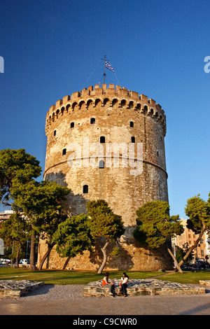 Der weiße Turm, Wahrzeichen der Stadt Thessaloniki. Mazedonien-Griechenland Stockfoto