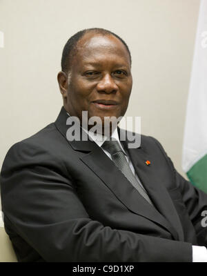 Abgebildet auf dem Europäischen Rat in Brüssel wurde der Präsident von Côte d ' Ivoire, Alassane Dramane Ouattara. Stockfoto