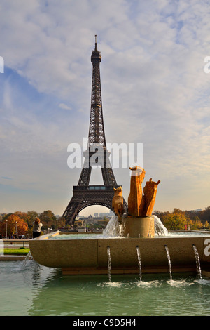 Der Eiffelturm von Jardins de Trocadero, Paris, Frankreich. Stockfoto