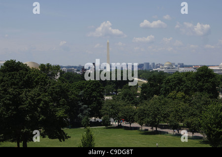 USA. Washington D.C. National Mall aus dem Capitol. Im Hintergrund der Obelisk. Stockfoto