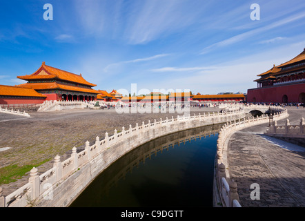 Inneren goldenen Wasser-Fluss fließt durch das äußere Gericht, Verbotene Stadt, Peking, VR China, Volksrepublik China, Asien Stockfoto