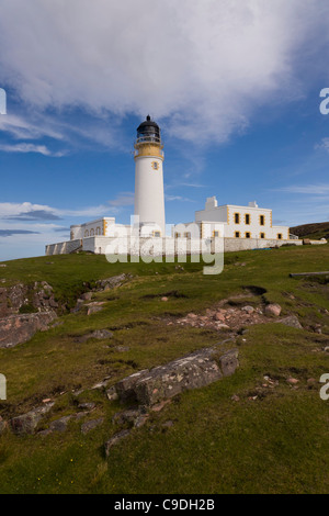 Rua Reidh oder Rubha Reidh Lighthouse Melvaig Gairloch Ross-Shire Schottland Leuchtturm und Hilfs-Gebäude Stockfoto