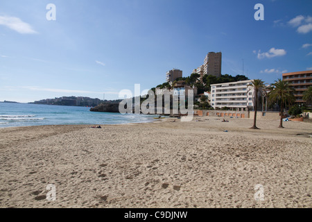 Leeren Strand in Mallorca Winter, Playa de Cala Mayor Mallorca Balearen Insel Spanien Europa Stockfoto