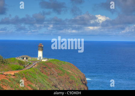 Kiluea Leuchtturm steht am nördlichsten Punkt der hawaiianischen Inseln Stockfoto