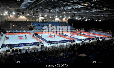 ExCel, LONDON, UK, Donnerstag 24/11/2011.General Blick auf die Arena.  ITTF Pro Tour Grand Finals. Tischtennis. London bereitet sich auf 2012 Stockfoto