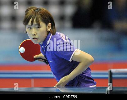 ExCel, LONDON, UK, Donnerstag, 24. November 2011. Saki Tashiro (Japan). ITTF Pro Tour Grand Finals. Tischtennis. London bereitet sich auf 2012 Stockfoto