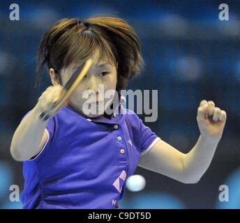 ExCel, LONDON, UK, Donnerstag, 24. November 2011. Saki Tashiro (Japan). ITTF Pro Tour Grand Finals. Tischtennis. London bereitet sich auf 2012 Stockfoto