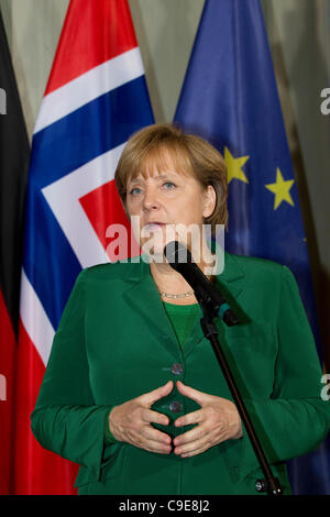 Berlin, Deutschland. 30.11.2011 zeigt Bild, Angela Merkel, Kopf und Kanzler der deutschen Regierung, schloss die 1738 gebaut Barockstil Meseberg, außerhalb Berlins. Stockfoto