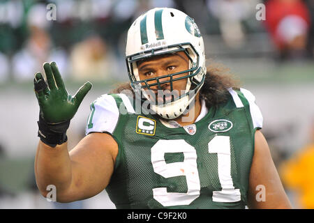 11. Dezember 2011 - East Rutherford, New Jersey, USA - New York Jets defensiv angehen Sione Pouha (91) in nationale Fußball-Liga-Aktion bei Met Life-Stadion in East Rutherford New Jersey New York Niederlagen Kansas City 37 bis 10 (Credit-Bild: © Brooks Von Arx/Southcreek/ZUMAPRESS.com) Stockfoto