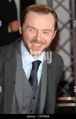 London, UK, 13.12.2011 Simon Pegg besucht die Mission: unmöglich Phantom Protokoll - UK-Film-Premiere im BFI IMAX Kino in Lo Stockfoto