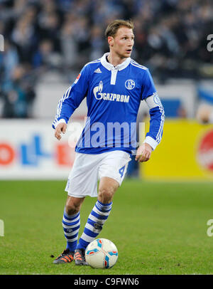 Deutsche Fußball Bundesliga, Saison 2011/2012, 17. Spieltag, 17.12.2011, FC Schalke 04 (S04) vs. Werder Bremen 5:0---Benedikt Höwedes (Höwedes) (Schalke 04) Stockfoto