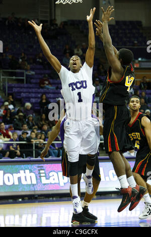 22. Dezember 2011 - Fort Worth, Texas, US - TCU gehörnte Frösche Guard Jarvis Ray (1) während der Aktion zwischen den Grambling State Tigers und die TCU Horned Frogs.  TCU Niederlagen Grambling State 85 53 Daniel Meyer Coliseum. (Kredit-Bild: © Andrew Dieb/Southcreek/ZUMAPRESS.com) Stockfoto