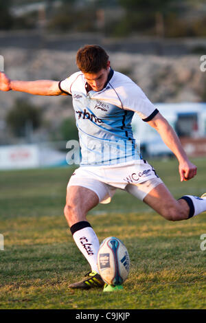 14/01/2011. Valencia, Spanien Amlin Europacup - Rugby - La Vila Joiosa vs. Verkauf Haifische (Manchester) Sale Sharks machte einen leichten Sieg gegen La Vila Joyosa 10 69 Stockfoto