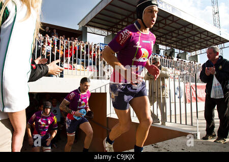 14/01/2011. Valencia, Spanien Amlin Europacup - Rugby - La Vila Joiosa vs. Verkauf Haifische (Manchester) Sale Sharks machte einen leichten Sieg gegen La Vila Joyosa 10 69 Stockfoto