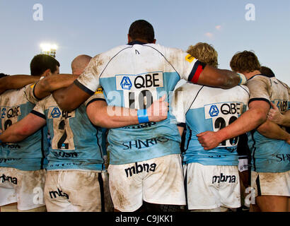 14/01/2011. Valencia, Spanien Amlin Europacup - Rugby - La Vila Joiosa vs. Verkauf Haifische (Manchester) Sale Sharks machte einen leichten Sieg gegen La Vila Joyosa 10 69 Stockfoto