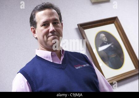 14. Januar 2012 - Greenville, SC, USA - republikanische Präsidentschaftskandidat RICK SANTORUM Morgen Rathaus auf Tommys Landhaus Schinken statt.  Die South Carolina primäre findet am 21. Januar. (Credit-Bild: © Mark Makela/ZUMAPRESS.com) Stockfoto