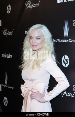 15. Januar 2012 - statt Los Angeles, Kalifornien, USA - Lindsay Lohan.The Weinstein Company 2012 Golden Awards After Party - Ankünfte auf das Beverly Hills Hilton, Beverly Hills, CA. Januar 15-2012. (Kredit-Bild: © TLeopold/Globe Photos/ZUMAPRESS.com) Stockfoto