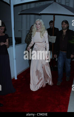 15. Januar 2012 - statt Los Angeles, Kalifornien, USA - Lindsay Lohan.The Weinstein Company 2012 Golden Awards After Party - Ankünfte auf das Beverly Hills Hilton, Beverly Hills, CA. Januar 15-2012. (Kredit-Bild: © TLeopold/Globe Photos/ZUMAPRESS.com) Stockfoto