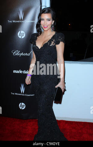 15. Januar 2012 - statt Los Angeles, Kalifornien, USA - Kim Kardasian.The Weinstein Company 2012 Golden Awards After Party - Ankünfte auf das Beverly Hills Hilton, Beverly Hills, CA. Januar 15-2012. (Kredit-Bild: © TLeopold/Globe Photos/ZUMAPRESS.com) Stockfoto