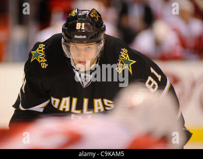 17. Januar 2012 - Vereinigte Dallas, Texas, Staaten von Amerika - 17. Januar 2012. Fort Worth Tx. USA. Dallas Stars TOMAS VINCOUR als die Detroit Red Wings spielte den Dallas Stars in der American Airlines Center in einem National Hockey League Spiel in Dallas, Tx. (Credit-Bild: © Ralph Lauer/ZUMAPRESS.com) Stockfoto