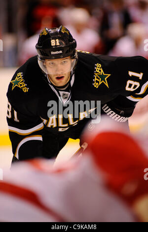 17. Januar 2012 - Vereinigte Dallas, Texas, Staaten von Amerika - 17. Januar 2012. Fort Worth Tx. USA. Dallas Stars TOMAS VINCOUR als die Detroit Red Wings spielte den Dallas Stars in der American Airlines Center in einem National Hockey League Spiel in Dallas, Tx. (Credit-Bild: © Ralph Lauer/ZUMAPRESS.com) Stockfoto